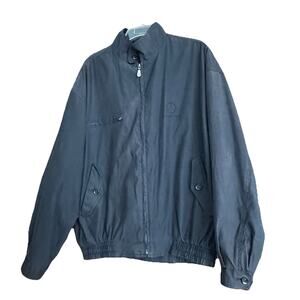 Mercedes Benz Logo Collection Mens L Jacket Black Pocket Zipper button Mock Neck